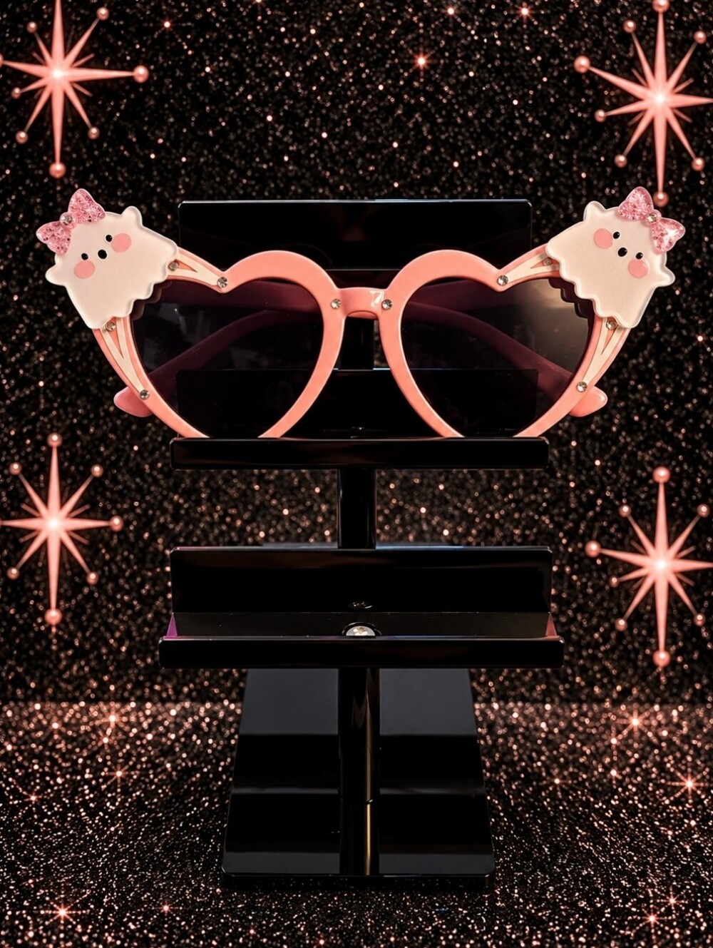 Pink Heart Sunglasses with Cute Ghost Accents